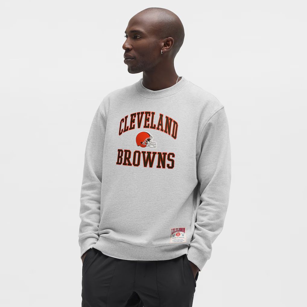 Men 2026 NFL Cleveland Browns grey round-neck sweatshirt style 01->cleveland browns->NFL Jersey